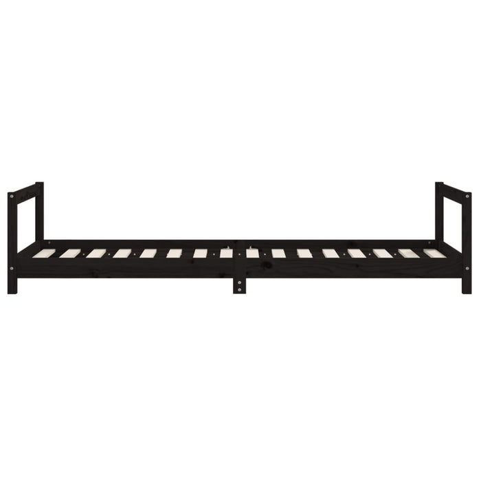 Giroletto per Bambini Nero 90x200 cm in Legno Massello di Pino 834395