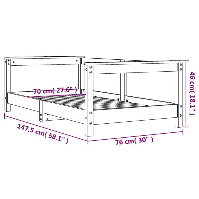 Giroletto per Bambini 70x140 cm in Legno Massello di Pino 834396