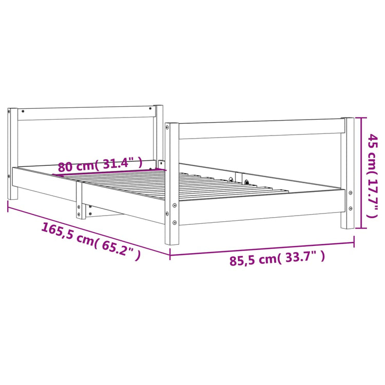 Giroletto per Bambini 80x160 cm in Legno Massello di Pino 834399