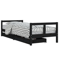 Giroletto Bambini con Cassetti Nero 80x200cm Massello di Pino 834407