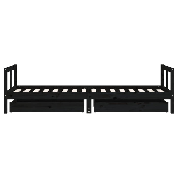 Giroletto Bambini con Cassetti Nero 80x200cm Massello di Pino 834407