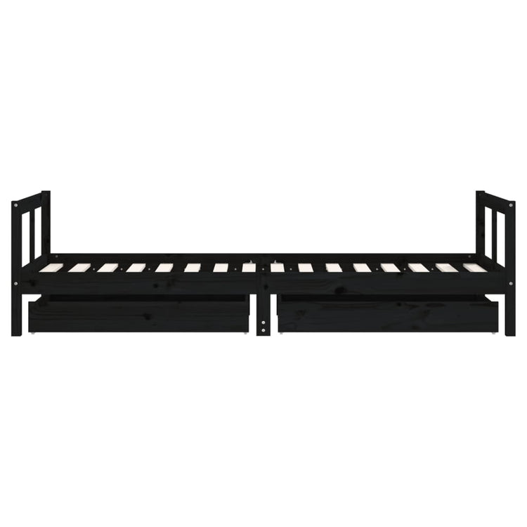 Giroletto Bambini con Cassetti Nero 80x200cm Massello di Pino 834407