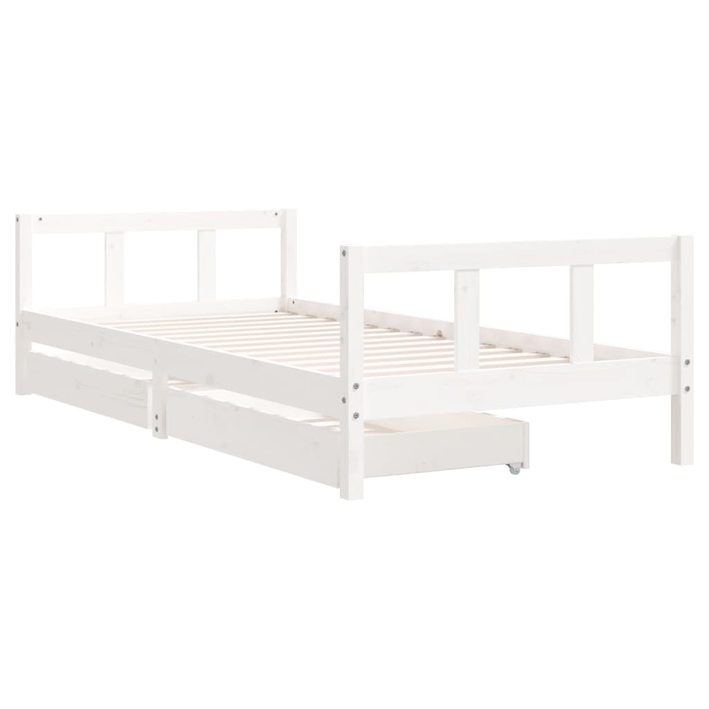 Giroletto Bambini con Cassetti Bianco 90x200cm Massello di Pinocod mxl 73266