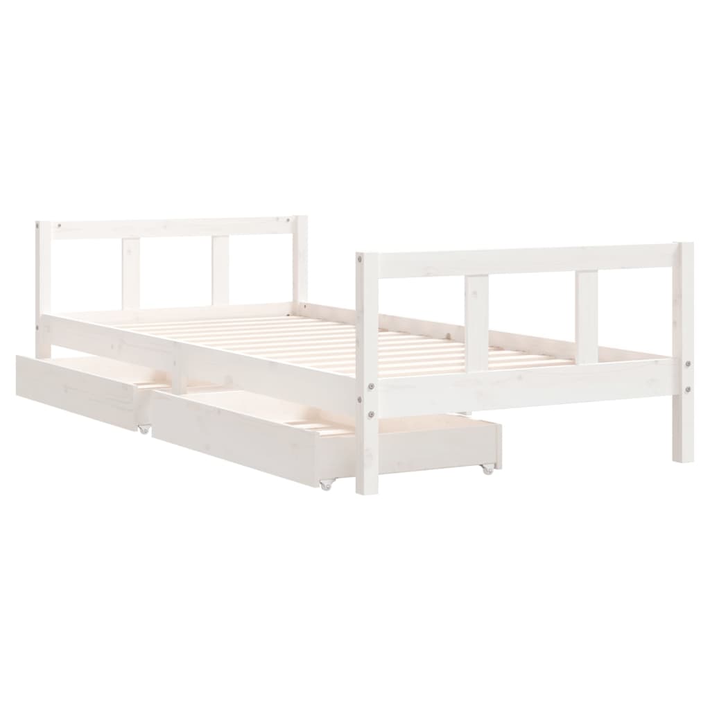 Giroletto Bambini con Cassetti Bianco 90x200cm Massello di Pino 834409