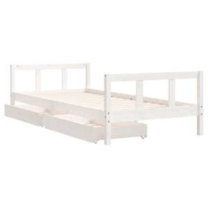 Giroletto Bambini con Cassetti Bianco 90x200cm Massello di Pino 834409