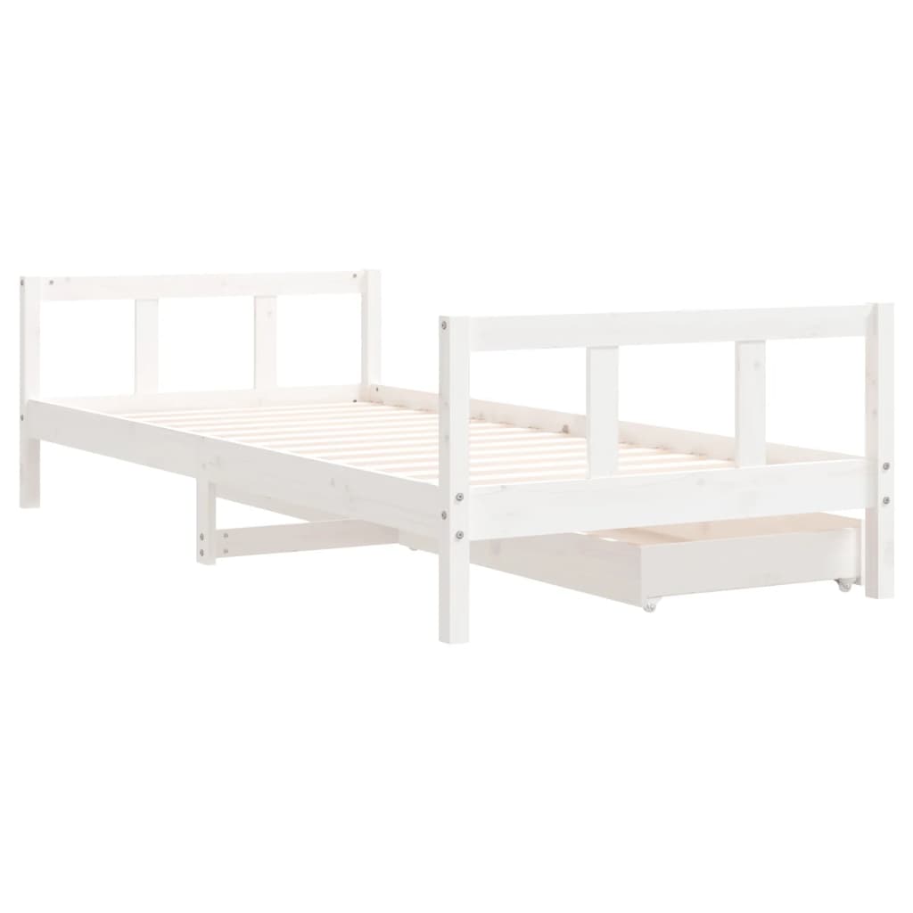 Giroletto Bambini con Cassetti Bianco 90x200cm Massello di Pino 834409