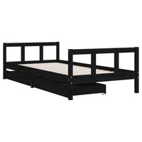 Giroletto Bambini con Cassetti Nero 90x200cm Massello di Pino 834410