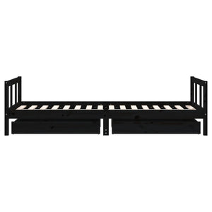 Giroletto Bambini con Cassetti Nero 90x200cm Massello di Pino 834410