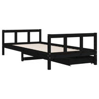 Giroletto Bambini con Cassetti Nero 90x200cm Massello di Pino 834410