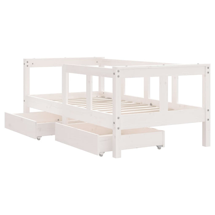 Giroletto Bambini con Cassetti Bianco 70x140cm Massello di Pino 834412