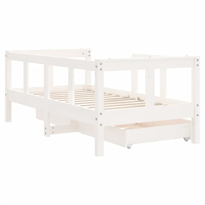 Giroletto Bambini con Cassetti Bianco 70x140cm Massello di Pino 834412