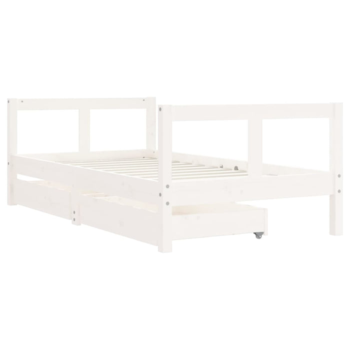 Giroletto Bambini con Cassetti Bianco 80x160 cm Massello Pino 834415