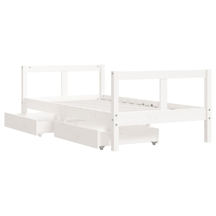 Giroletto Bambini con Cassetti Bianco 80x160 cm Massello Pino 834415