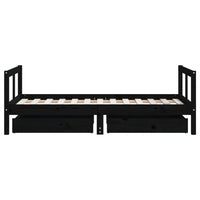 Giroletto per Bambini con Cassetti Nero 80x160 cm Massello Pino 834416