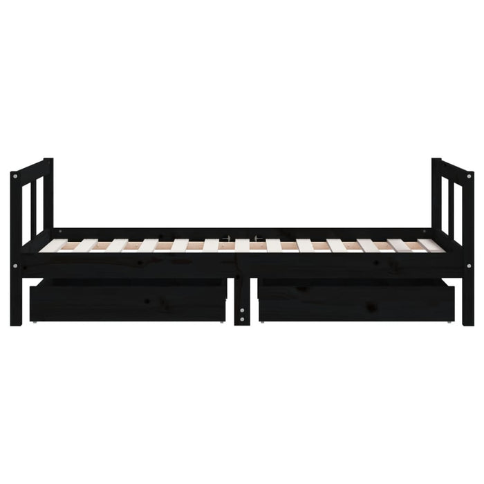 Giroletto per Bambini con Cassetti Nero 80x160 cm Massello Pino 834416