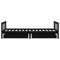 Giroletto per Bambini con Cassetti Nero 90x190 cm Massello Pino 834419