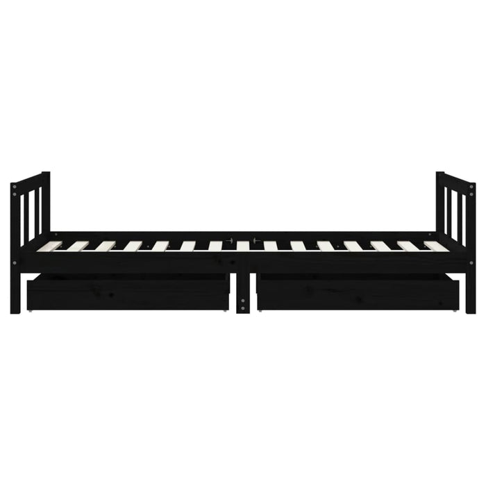 Giroletto per Bambini con Cassetti Nero 90x190 cm Massello Pino 834419