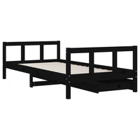 Giroletto per Bambini con Cassetti Nero 90x190 cm Massello Pino 834419