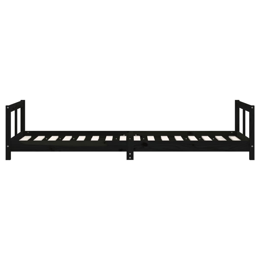 Giroletto per Bambini Nero 80x200 cm in Legno Massello di Pino 834422