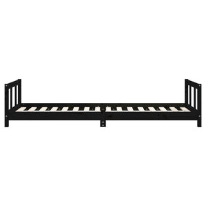 Giroletto per Bambini Nero 90x200 cm in Legno Massello di Pino 834425