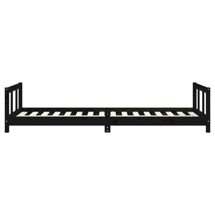 Giroletto per Bambini Nero 90x200 cm in Legno Massello di Pino 834425