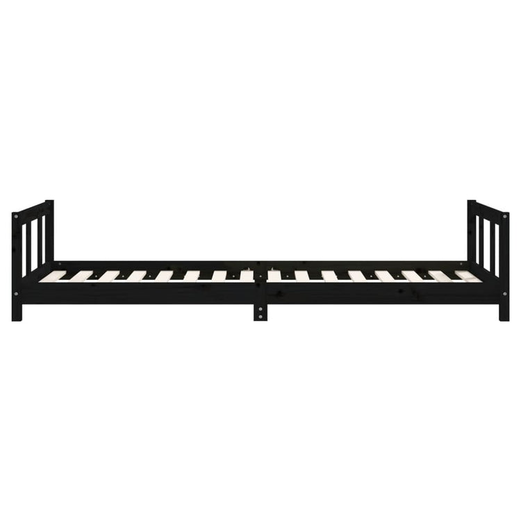 Giroletto per Bambini Nero 90x200 cm in Legno Massello di Pino 834425