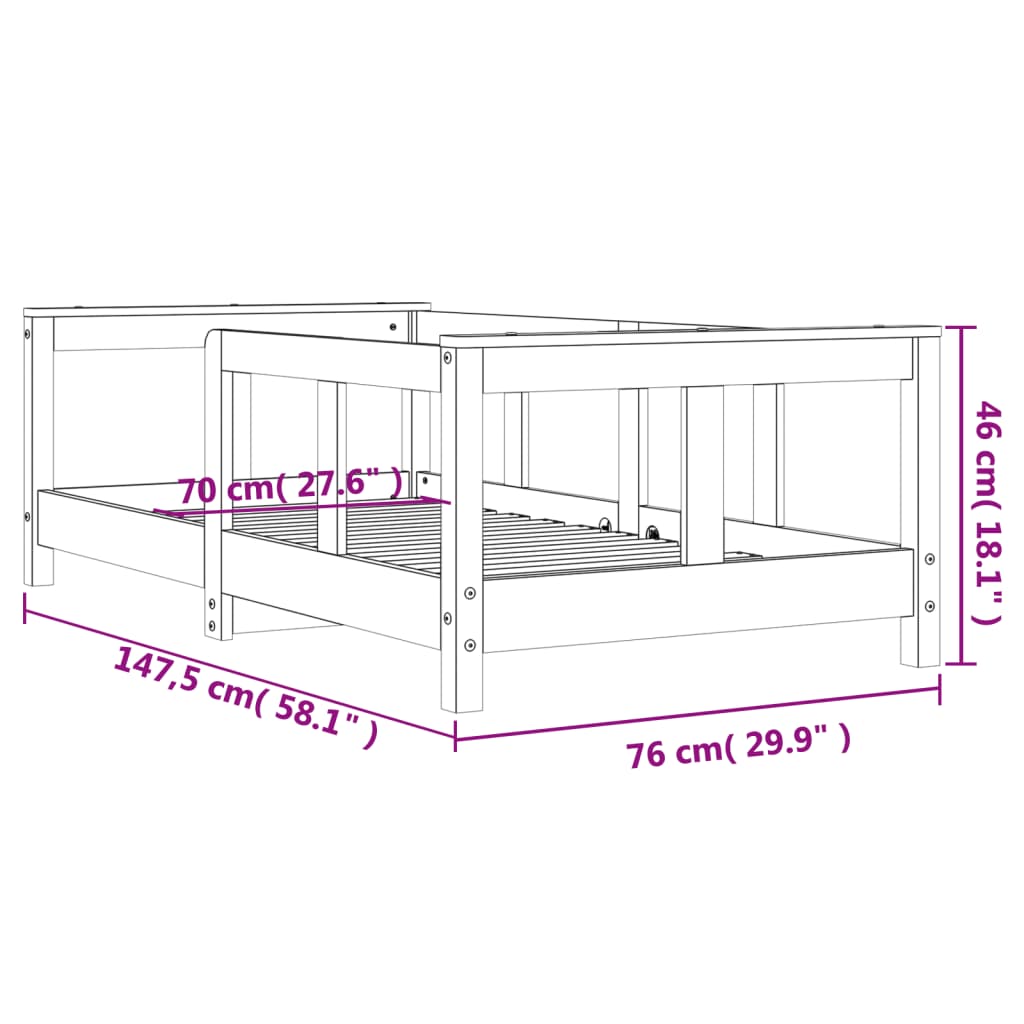 Giroletto per Bambini 70x140 cm in Legno Massello di Pino 834426