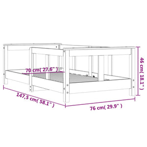 Giroletto per Bambini Bianco 70x140cm in Legno Massello di Pino 834427