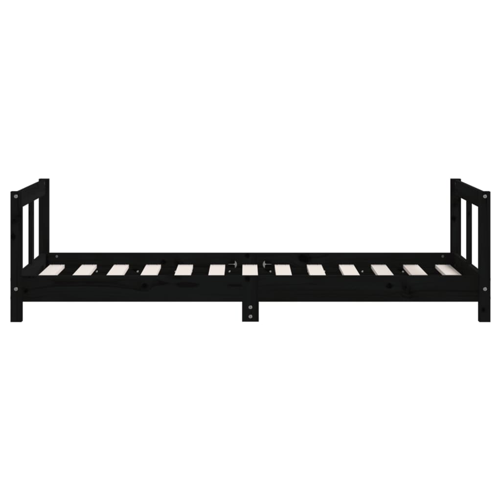 Giroletto per Bambini Nero 80x160 cm in Legno Massello di Pino 834431