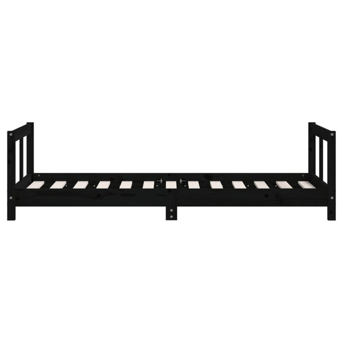 Giroletto per Bambini Nero 80x160 cm in Legno Massello di Pino 834431