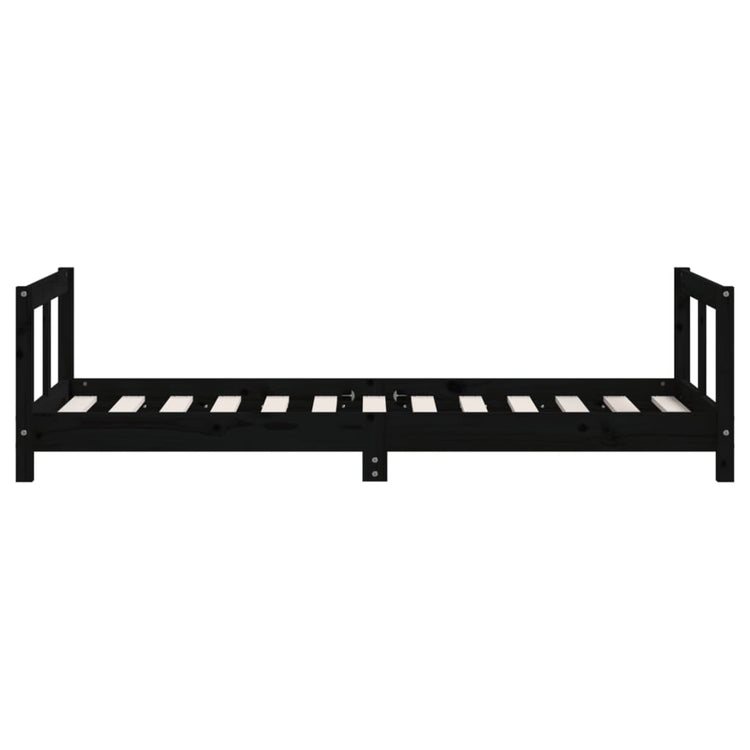 Giroletto per Bambini Nero 80x160 cm in Legno Massello di Pino 834431