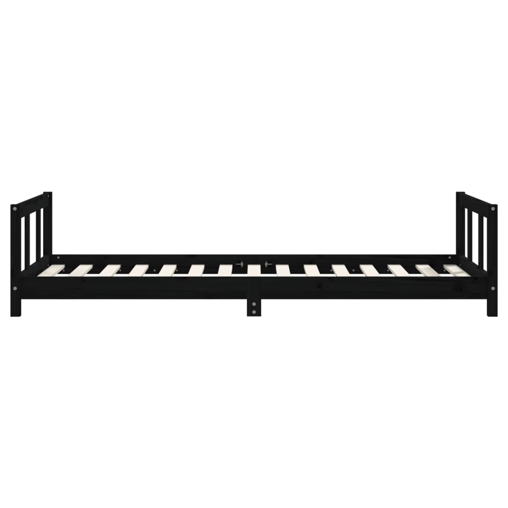 Giroletto per Bambini Nero 90x190 cm in Legno Massello di Pino 834434