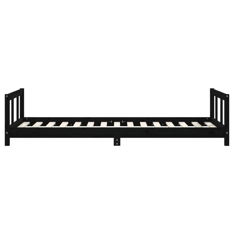 Giroletto per Bambini Nero 90x190 cm in Legno Massello di Pino 834434