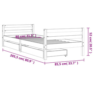 Giroletto Bambini con Cassetti 80x200 cm Legno Massello di Pino 834435