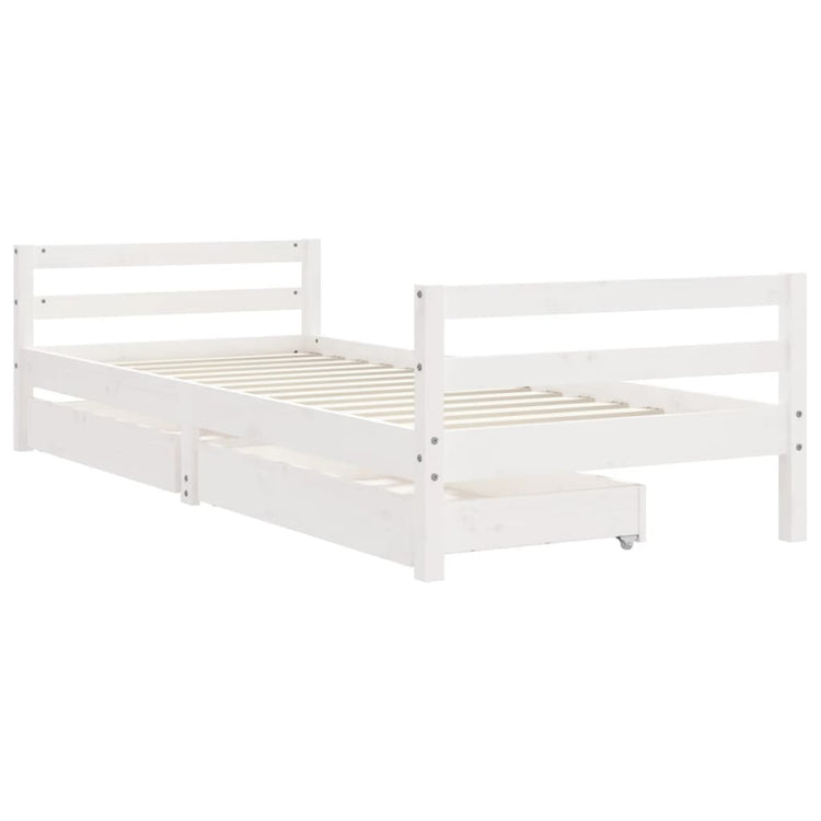 Giroletto Bambini con Cassetti Bianco 80x200cm Massello di Pino 834436