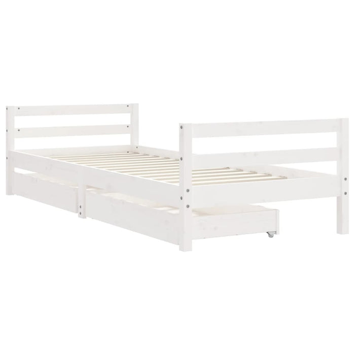 Giroletto Bambini con Cassetti Bianco 80x200cm Massello di Pinocod mxl 103108