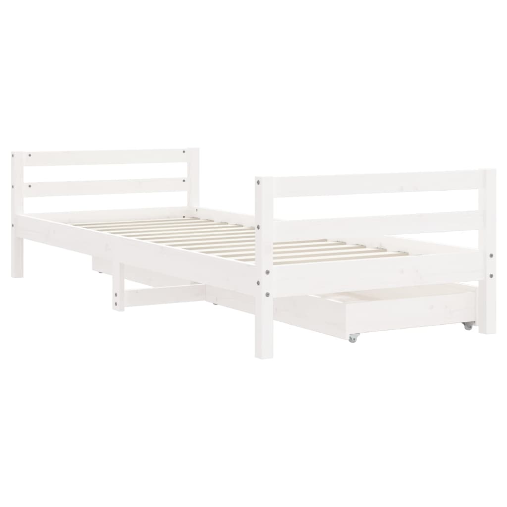 Giroletto Bambini con Cassetti Bianco 80x200cm Massello di Pino 834436