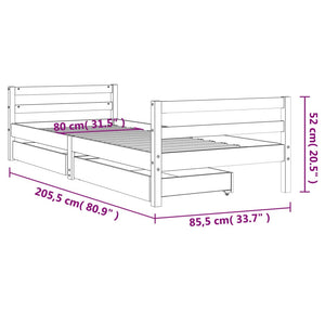 Giroletto Bambini con Cassetti Bianco 80x200cm Massello di Pino 834436