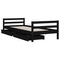 Giroletto Bambini con Cassetti Nero 80x200cm Massello di Pino 834437