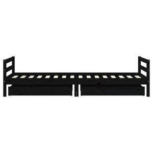 Giroletto Bambini con Cassetti Nero 80x200cm Massello di Pino 834437