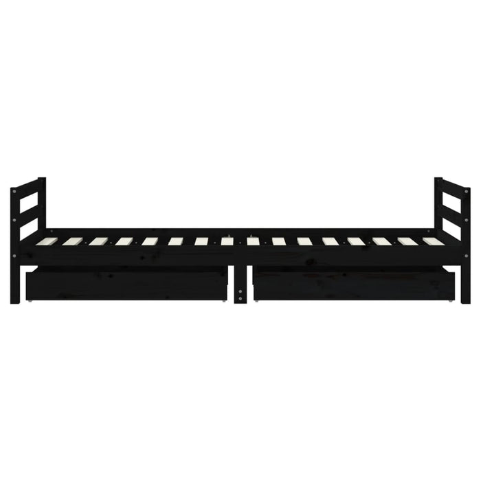 Giroletto Bambini con Cassetti Nero 80x200cm Massello di Pino 834437