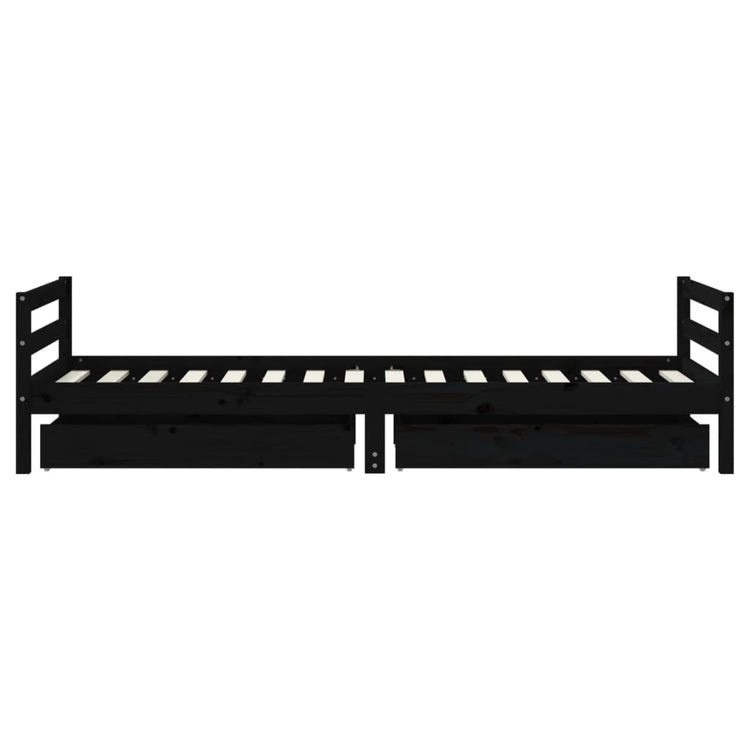 Giroletto Bambini con Cassetti Nero 80x200cm Massello di Pino 834437