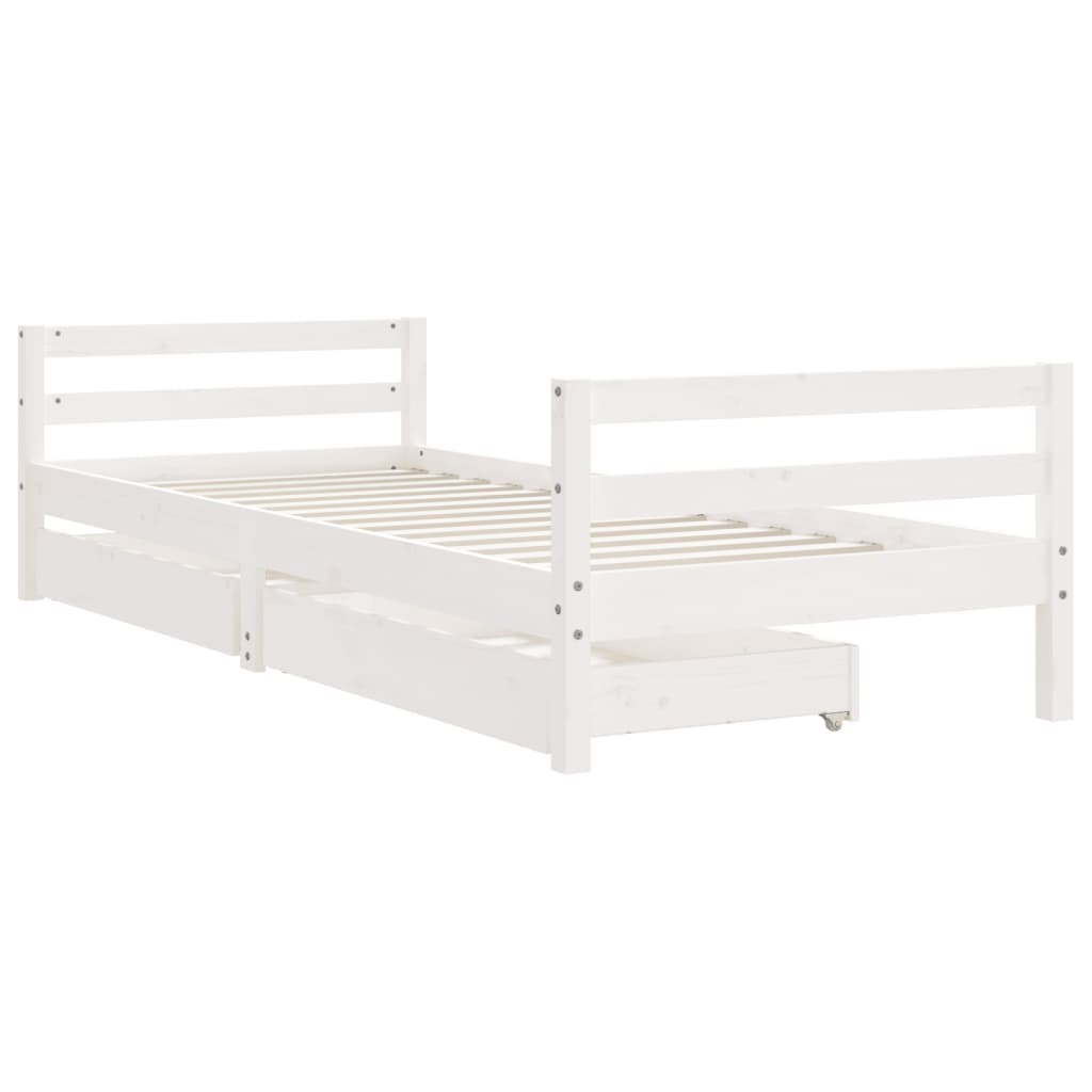 Giroletto Bambini con Cassetti Bianco 90x200cm Massello di Pino 834439