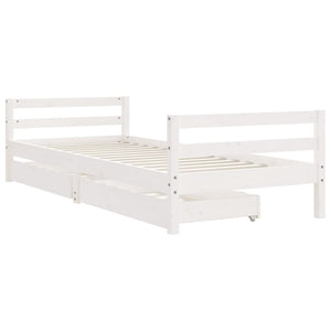 Giroletto Bambini con Cassetti Bianco 90x200cm Massello di Pino 834439