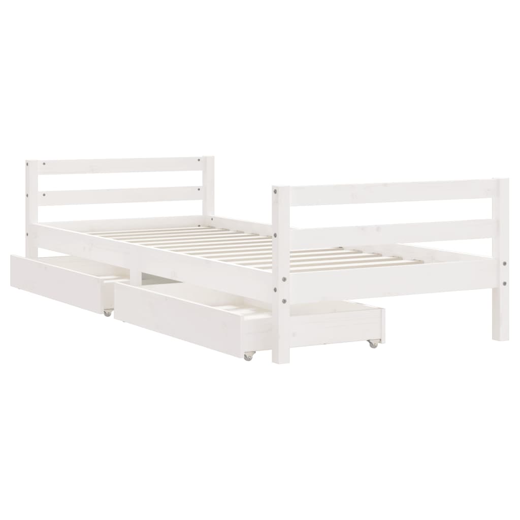 Giroletto Bambini con Cassetti Bianco 90x200cm Massello di Pino 834439