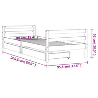 Giroletto Bambini con Cassetti Bianco 90x200cm Massello di Pino 834439