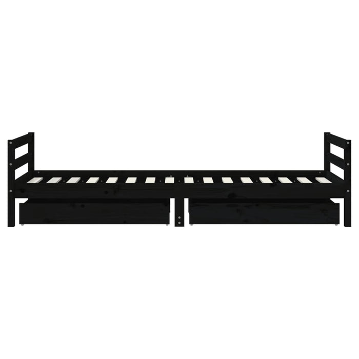 Giroletto Bambini con Cassetti Nero 90x200cm Massello di Pino 834440