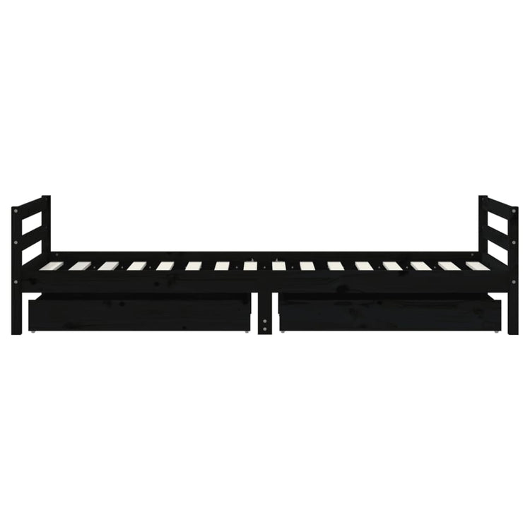 Giroletto Bambini con Cassetti Nero 90x200cm Massello di Pino 834440