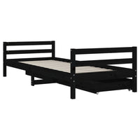 Giroletto Bambini con Cassetti Nero 90x200cm Massello di Pino 834440