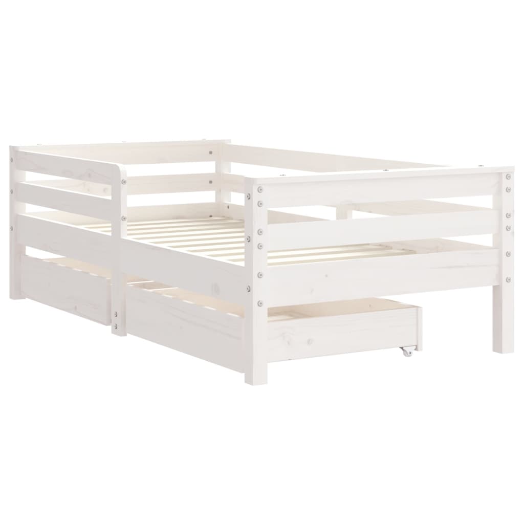 Giroletto Bambini con Cassetti Bianco 70x140cm Massello di Pino 834442